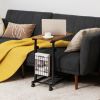 Adjustable C-shape Sofa Side Table with Storage Basket