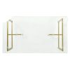55.11'' Iron Dining Table with Tempered Glass Top, Clear & Gold