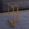 55.11'' Iron Dining Table with Tempered Glass Top, Clear & Gold