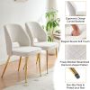 Off White Faux Fur Dining Chairs with Metal Legs and Hollow Back Upholstered Dining Chairs Set of 4