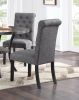 Charcoal Fabric Set of 2 Dining Chairs Contemporary Plush Cushion Side Chairs Nailheads Trim Tufted Back Chair Kitchen Dining Room