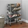 5 Tier, 30 Pair, Metal Mesh Shoe Rack