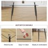 Modern rectangular glass dining table, suitable for 4-6 people, equipped with tempered glass tabletop and black metal legs, writing desk, suitable for