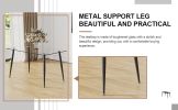 Modern rectangular glass dining table, suitable for 4-6 people, equipped with tempered glass tabletop and black metal legs, writing desk, suitable for