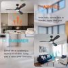 52' Smart Ceiling Fans with Lights Remote,Quiet DC Motor,Modern Black Outdoor Indoor Ceiling Fan,High CFM 6-Speed,Controlled by WIFI Alexa,APP,Dimmalb