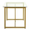 55.11'' Iron Dining Table with Tempered Glass Top, Clear & Gold