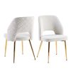 Off White Faux Fur Dining Chairs with Metal Legs and Hollow Back Upholstered Dining Chairs Set of 4